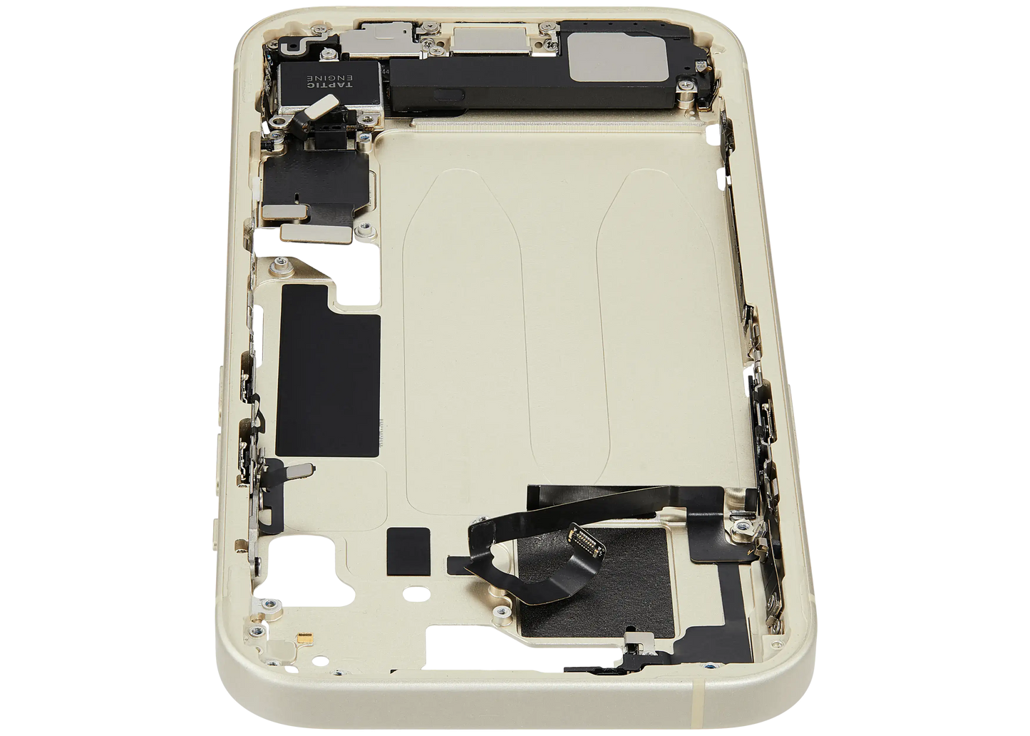 Mid-Frame Housing W/ Charging Port Flex & Small Parts For iPhone 15 (EU / Global Version) (Used OEM Pull: Grade B) (Yellow)