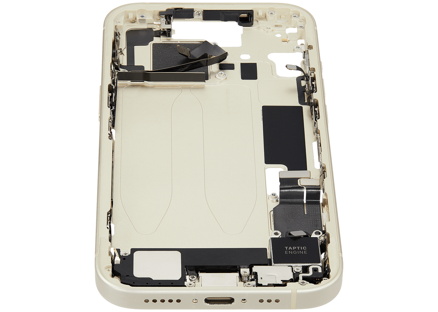 Mid-Frame Housing W/ Charging Port Flex & Small Parts For iPhone 15 (EU / Global Version) (Used OEM Pull: Grade B) (Yellow)
