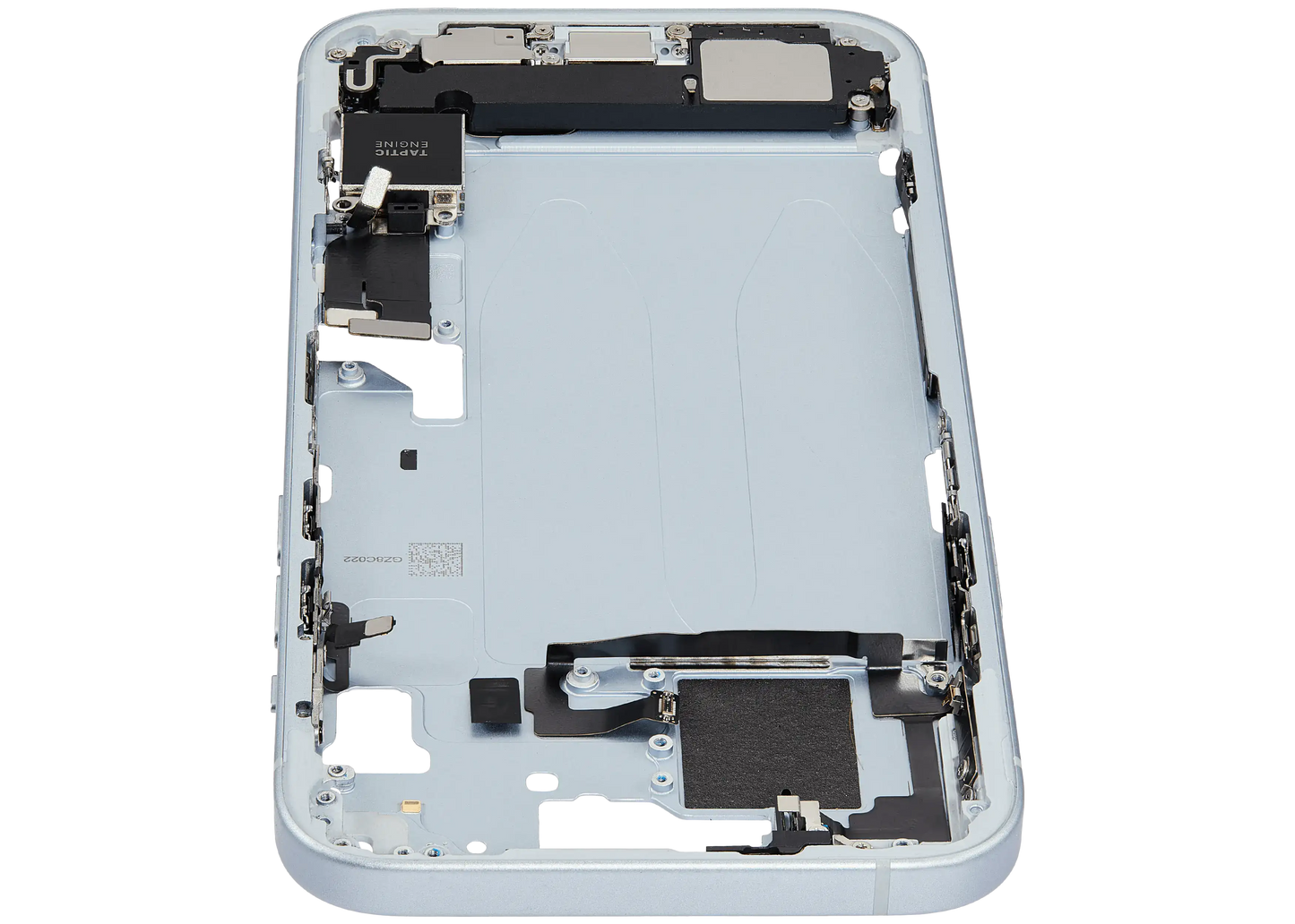 Mid-Frame Housing W/ Charging Port Flex & Small Parts For iPhone 15 Plus (EU / Global Version) (Used OEM Pull: Grade B) (Blue)