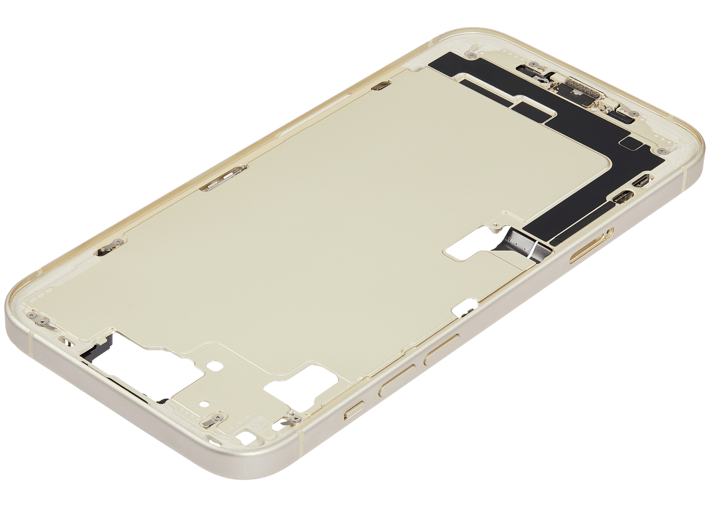 Mid-Frame Housing W/ Charging Port Flex & Small Parts For iPhone 15 Plus (EU / Global Version) (Used OEM Pull: Grade B) (Yellow)