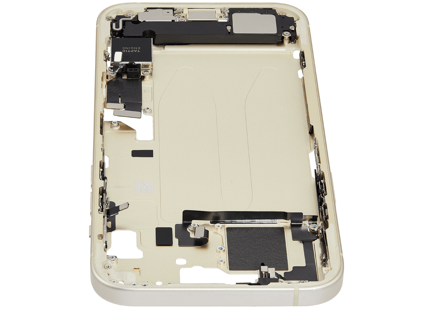 Mid-Frame Housing W/ Charging Port Flex & Small Parts For iPhone 15 Plus (EU / Global Version) (Used OEM Pull: Grade B) (Yellow)