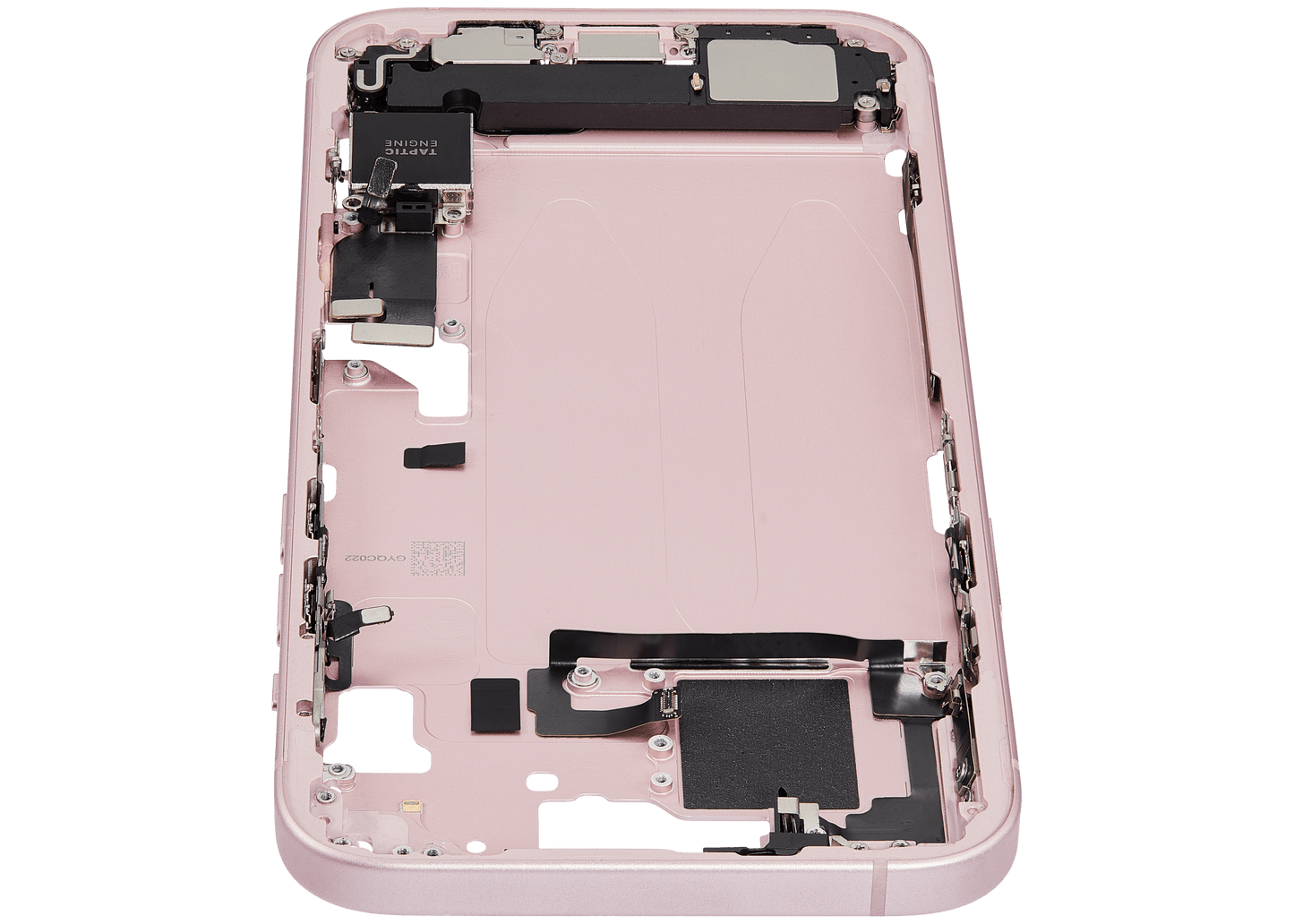 Mid-Frame Housing W/ Charging Port Flex & Small Parts For iPhone 15 Plus (EU / Global Version) (Used OEM Pull: Grade B) (Pink)
