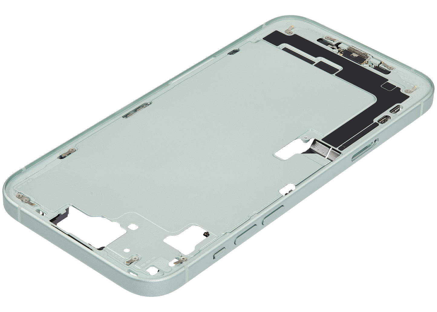 Mid-Frame Housing W/ Charging Port Flex & Small Parts For iPhone 15 Plus (EU / Global Version) (Used OEM Pull: Grade C) (Green)