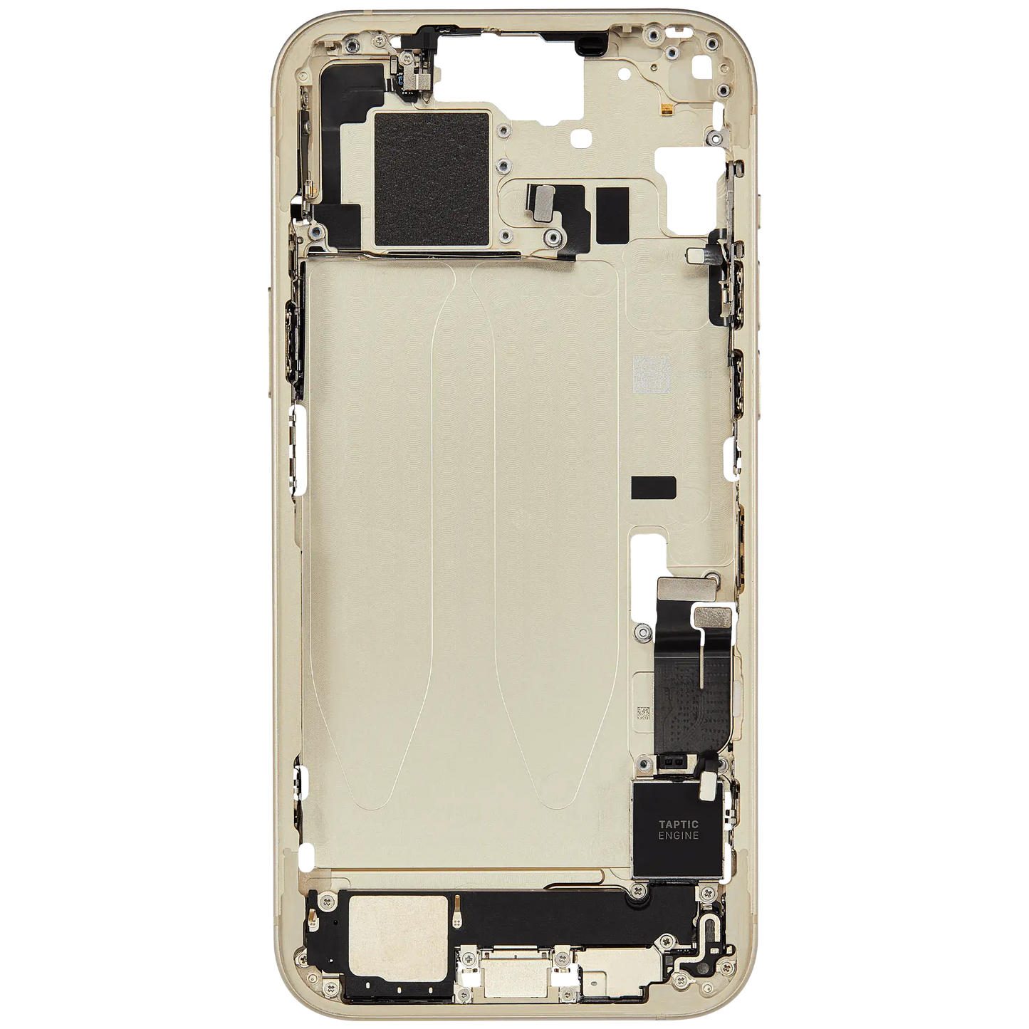 Mid-Frame Housing W/ Charging Port Flex & Small Parts For iPhone 15 Plus (EU / Global Version) (Used OEM Pull: Grade C) (Yellow)
