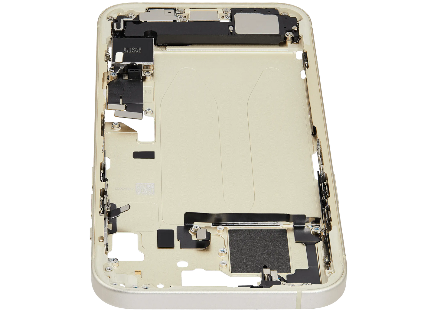 Mid-Frame Housing W/ Charging Port Flex & Small Parts For iPhone 15 Plus (EU / Global Version) (Used OEM Pull: Grade C) (Yellow)