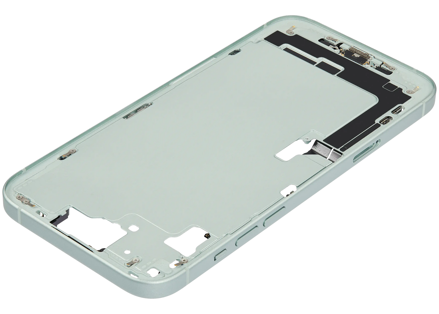 Mid-Frame Housing W/ Charging Port Flex & Small Parts For iPhone 15 Plus (EU / Global Version) (Used OEM Pull: Grade B) (Green)