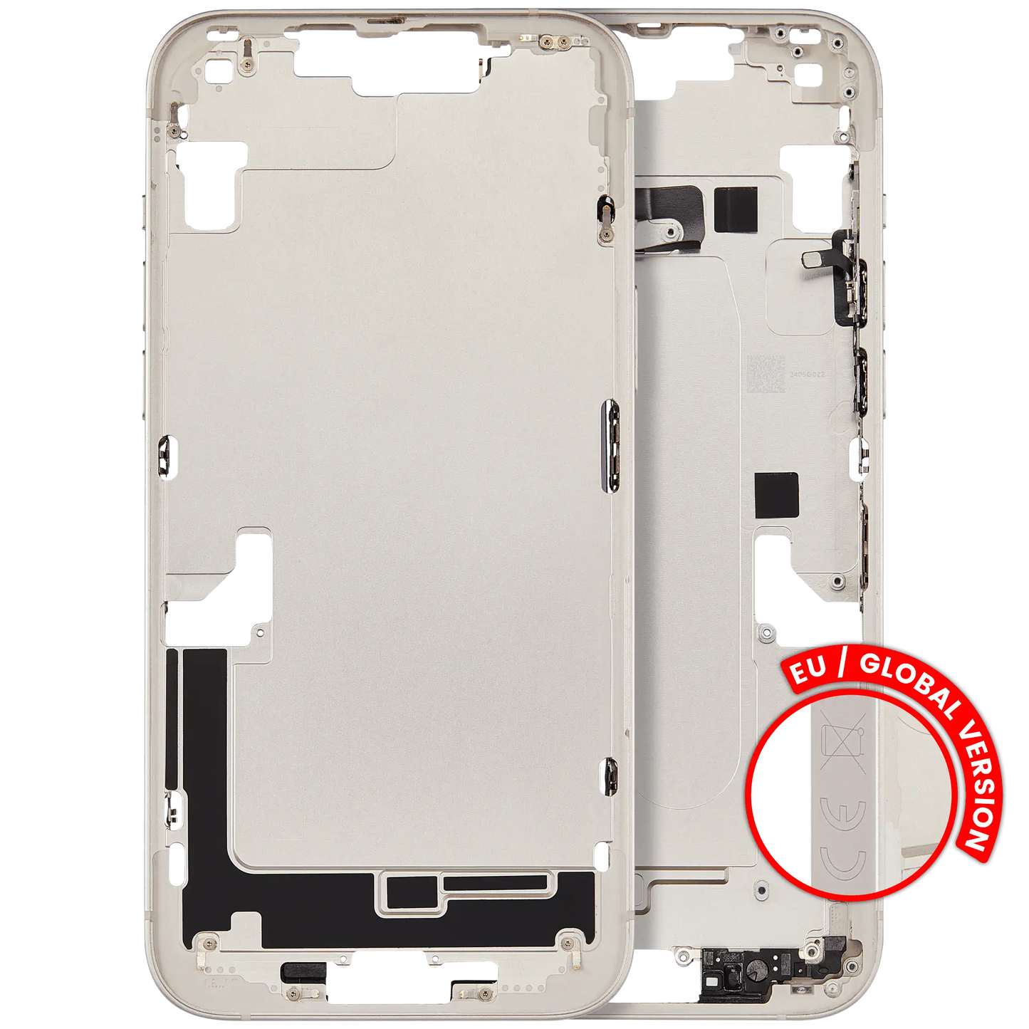 Mid-Frame Housing W/ Charging Port Flex & Small Parts For iPhone 14 Plus (EU / Global Version) (Used OEM Pull: Grade A) (Starlight)
