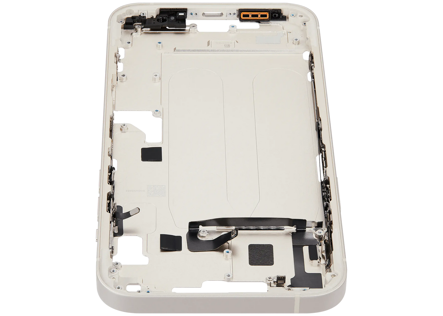 Mid-Frame Housing W/ Charging Port Flex & Small Parts For iPhone 14 Plus (EU / Global Version) (Used OEM Pull: Grade A) (Starlight)