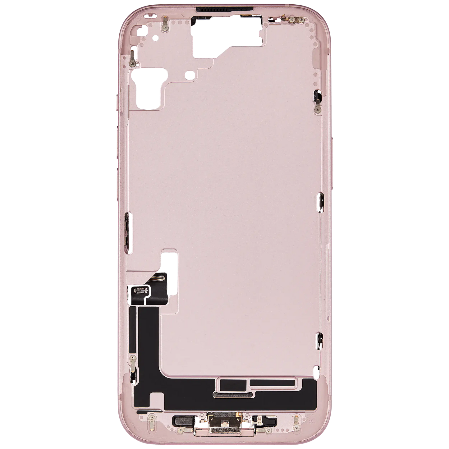 Mid-Frame Housing W/ Charging Port Flex & Small Parts For iPhone 15 (EU / Global Version) (Used OEM Pull: Grade A) (Pink)