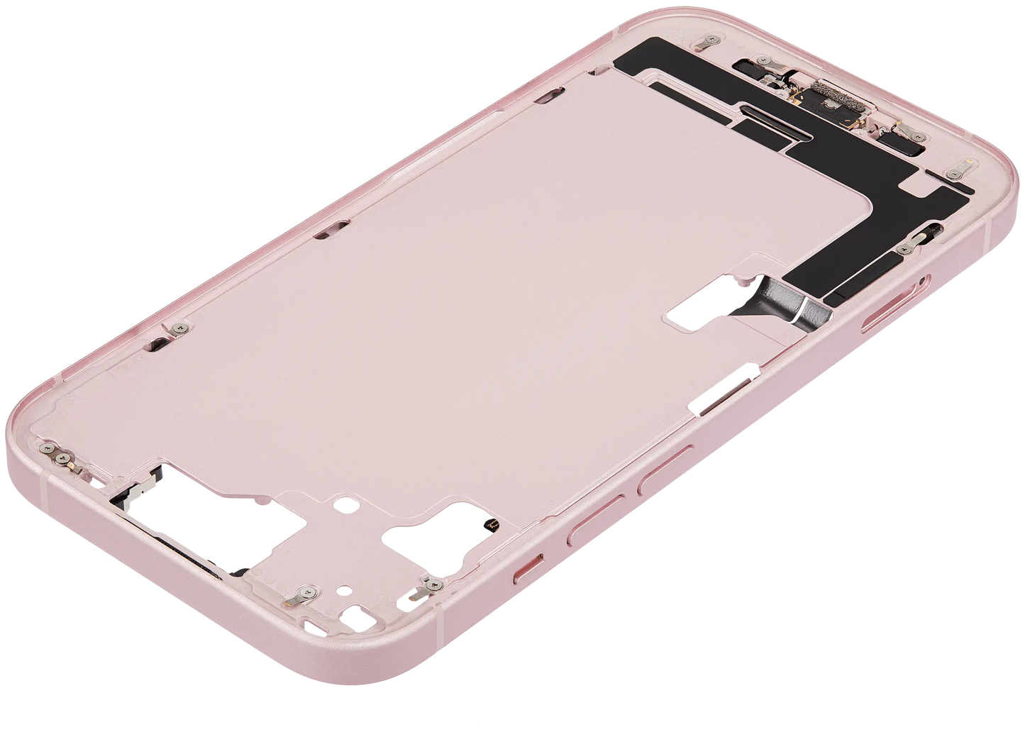 Mid-Frame Housing W/ Charging Port Flex & Small Parts For iPhone 15 (EU / Global Version) (Used OEM Pull: Grade A) (Pink)