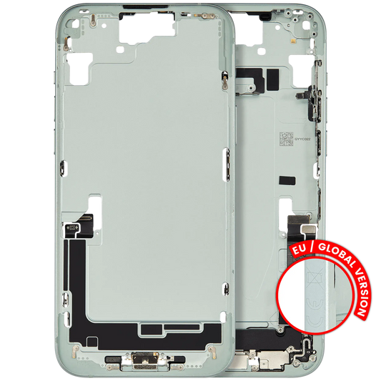 Mid-Frame Housing W/ Charging Port Flex & Small Parts For iPhone 15 Plus (EU / Global Version) (Used OEM Pull: Grade A) (Green)