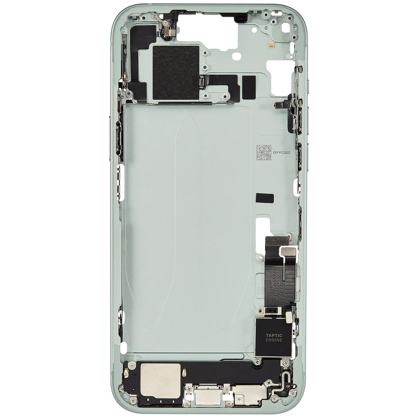 Mid-Frame Housing W/ Charging Port Flex & Small Parts For iPhone 15 Plus (EU / Global Version) (Used OEM Pull: Grade A) (Green)