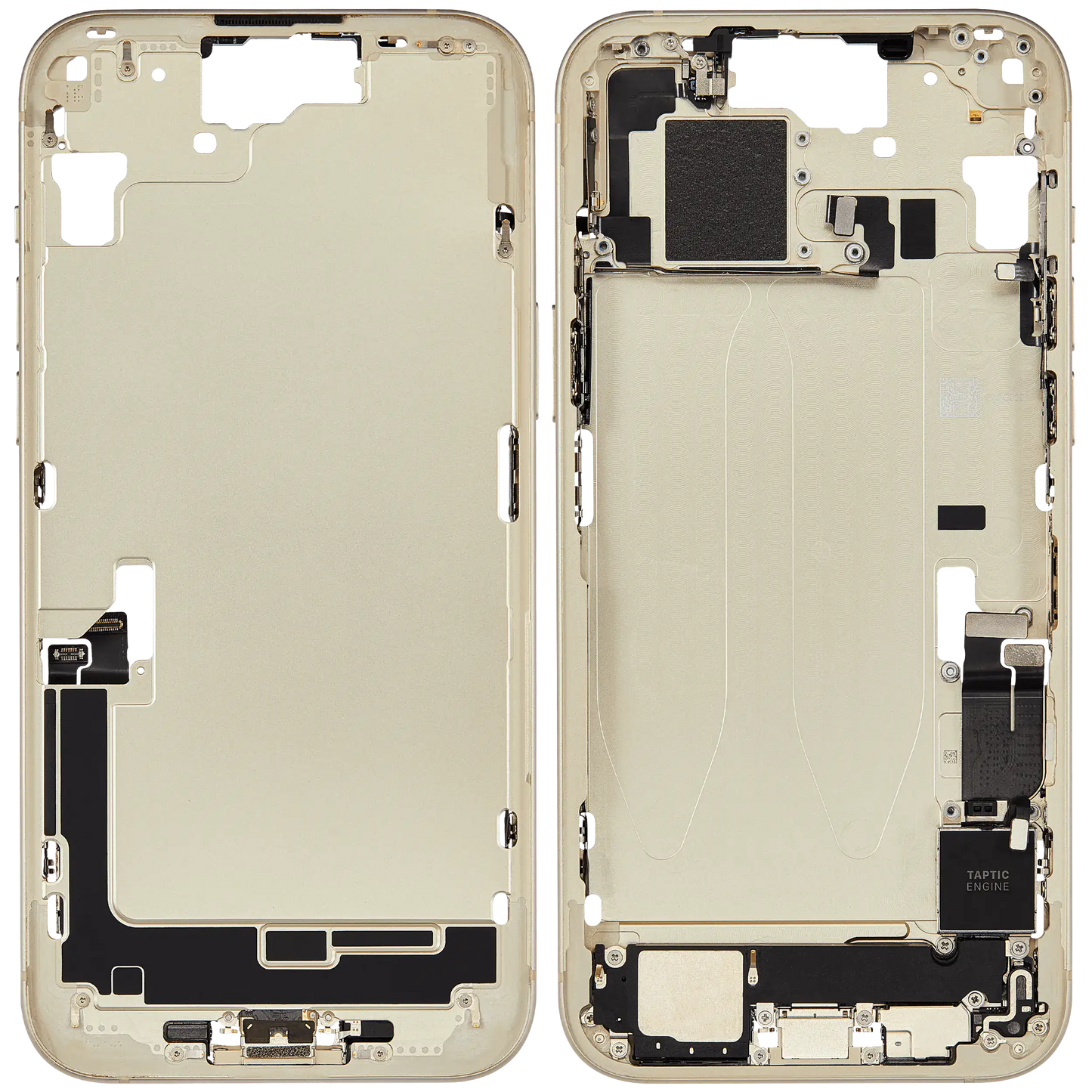 Mid-Frame Housing W/ Charging Port Flex & Small Parts For iPhone 15 Plus (EU / Global Version) (Used OEM Pull: Grade A) (Yellow)