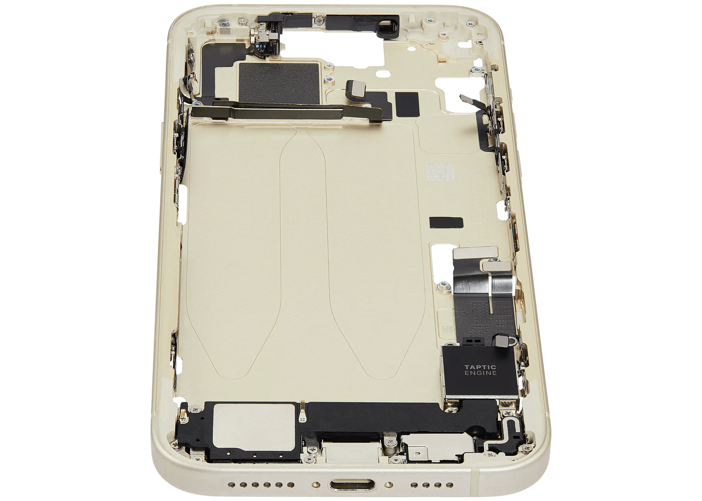 Mid-Frame Housing W/ Charging Port Flex & Small Parts For iPhone 15 Plus (EU / Global Version) (Used OEM Pull: Grade A) (Yellow)