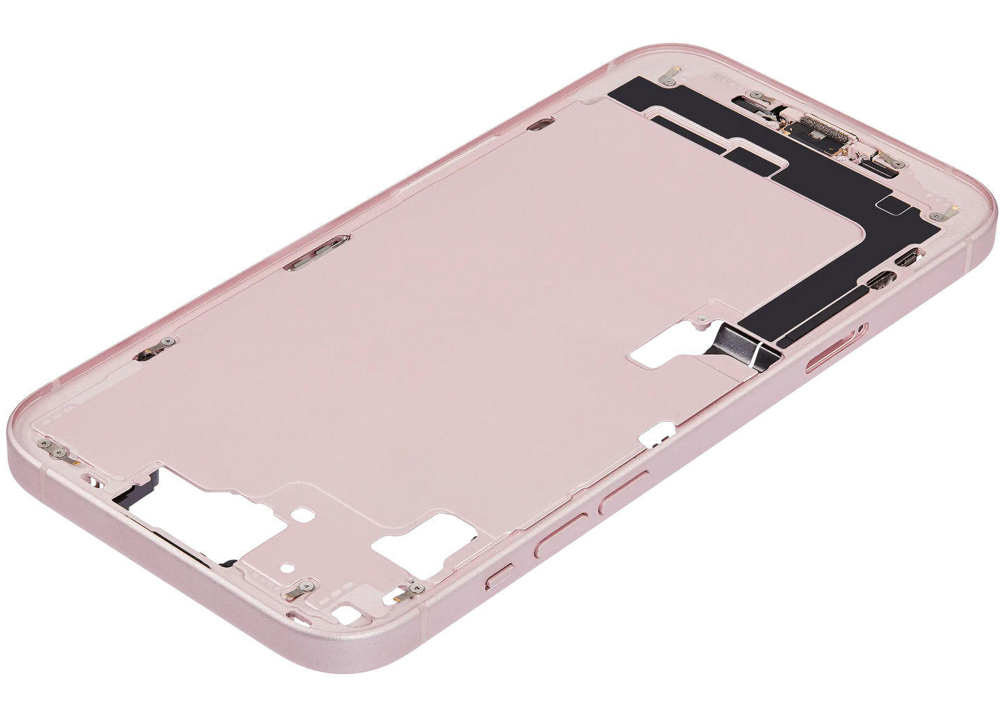 Mid-Frame Housing W/ Charging Port Flex & Small Parts For iPhone 15 Plus (EU / Global Version) (Used OEM Pull: Grade A) (Pink)