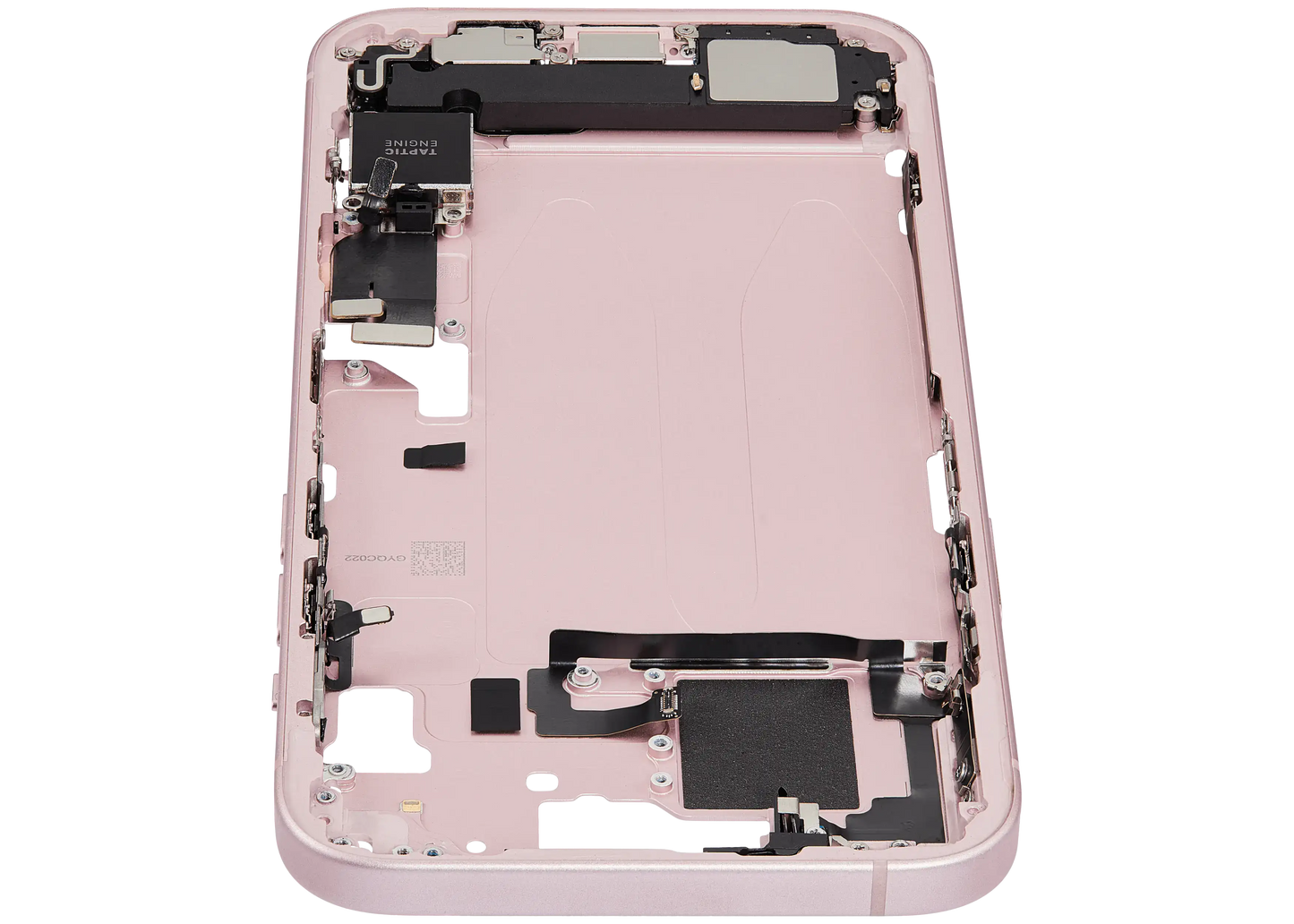 Mid-Frame Housing W/ Charging Port Flex & Small Parts For iPhone 15 Plus (EU / Global Version) (Used OEM Pull: Grade A) (Pink)