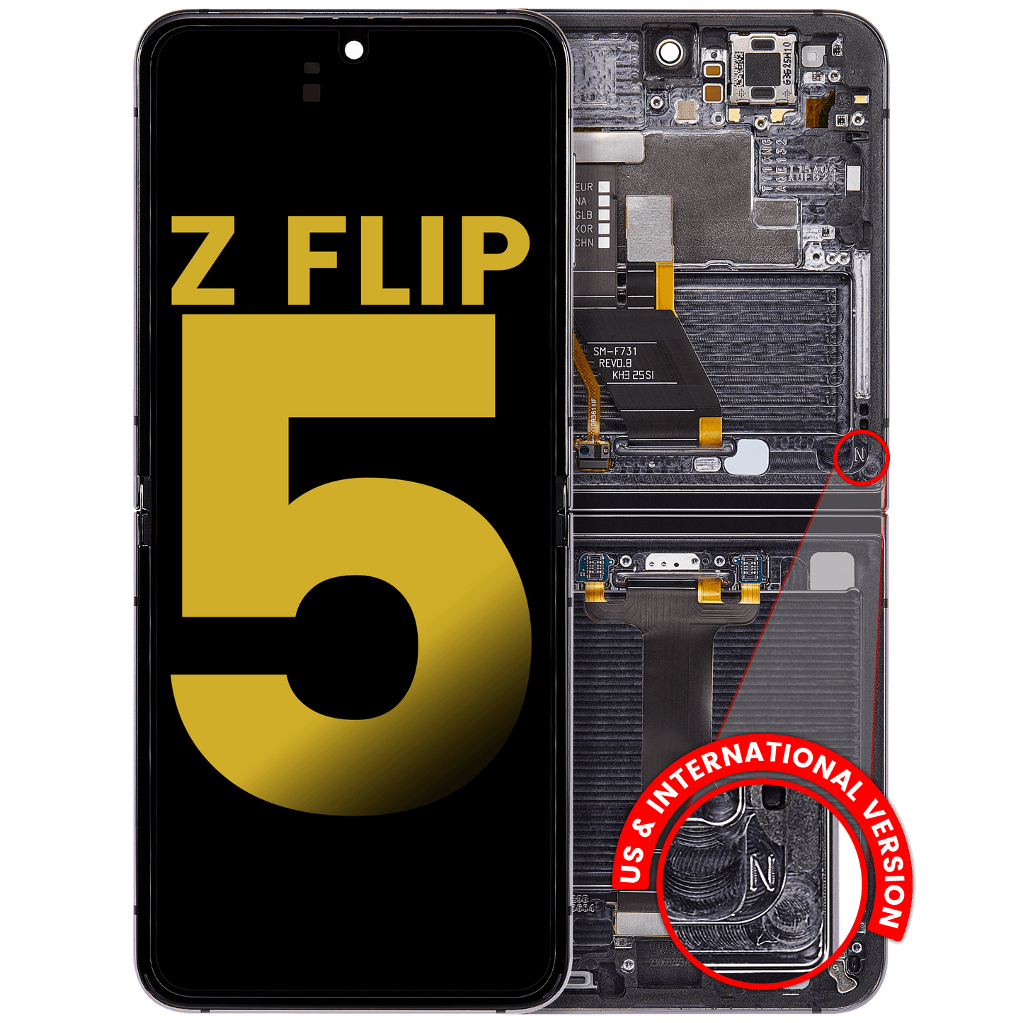 Inner OLED Assembly With Frame For Samsung Galaxy Z Flip 5 5G (US & International) (Refurbished) (Graphite) - View 1 | TechDrip Canada