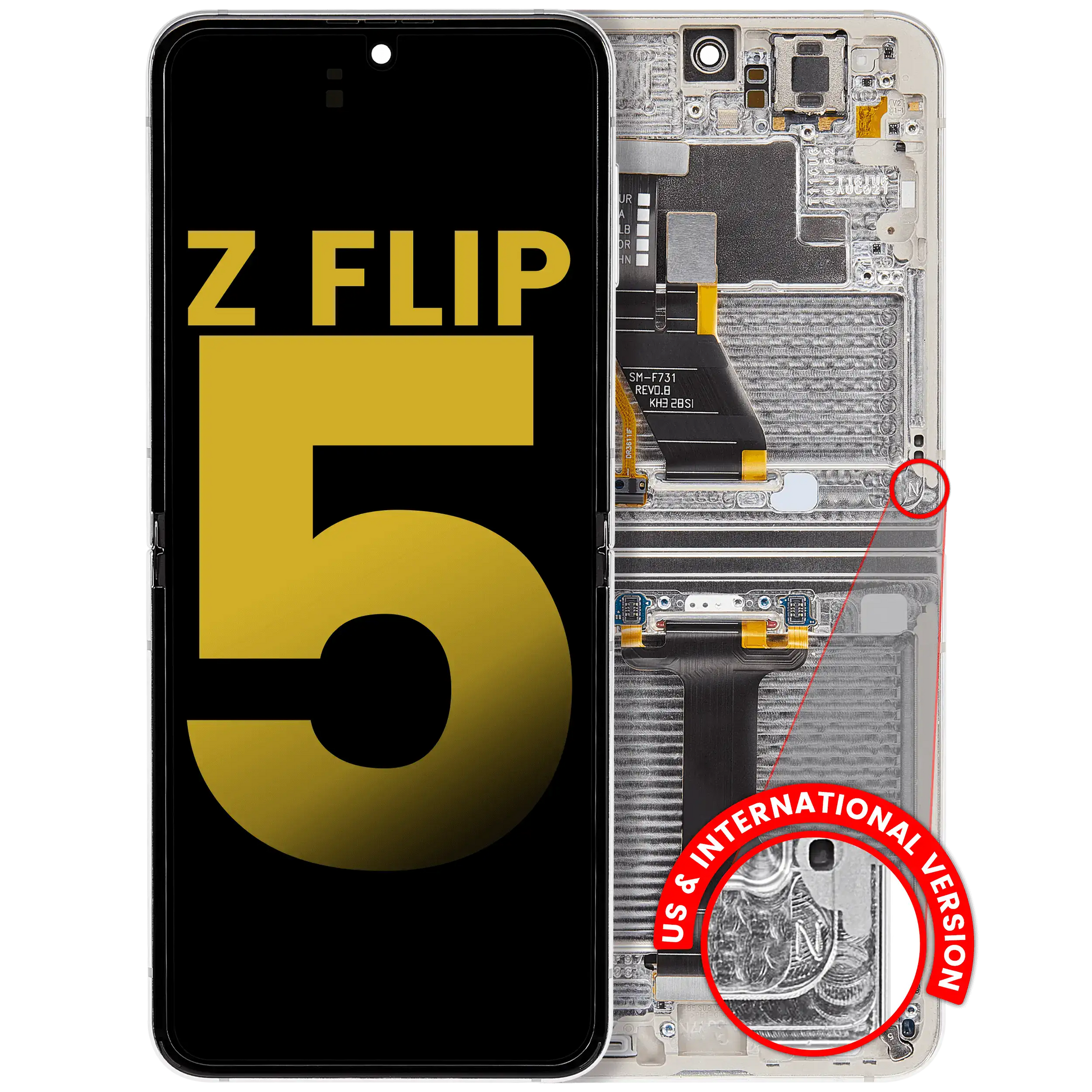 Inner OLED Assembly With Frame For Samsung Galaxy Z Flip 5 5G (US & International) (Refurbished) (Cream) - View 1 | TechDrip Canada