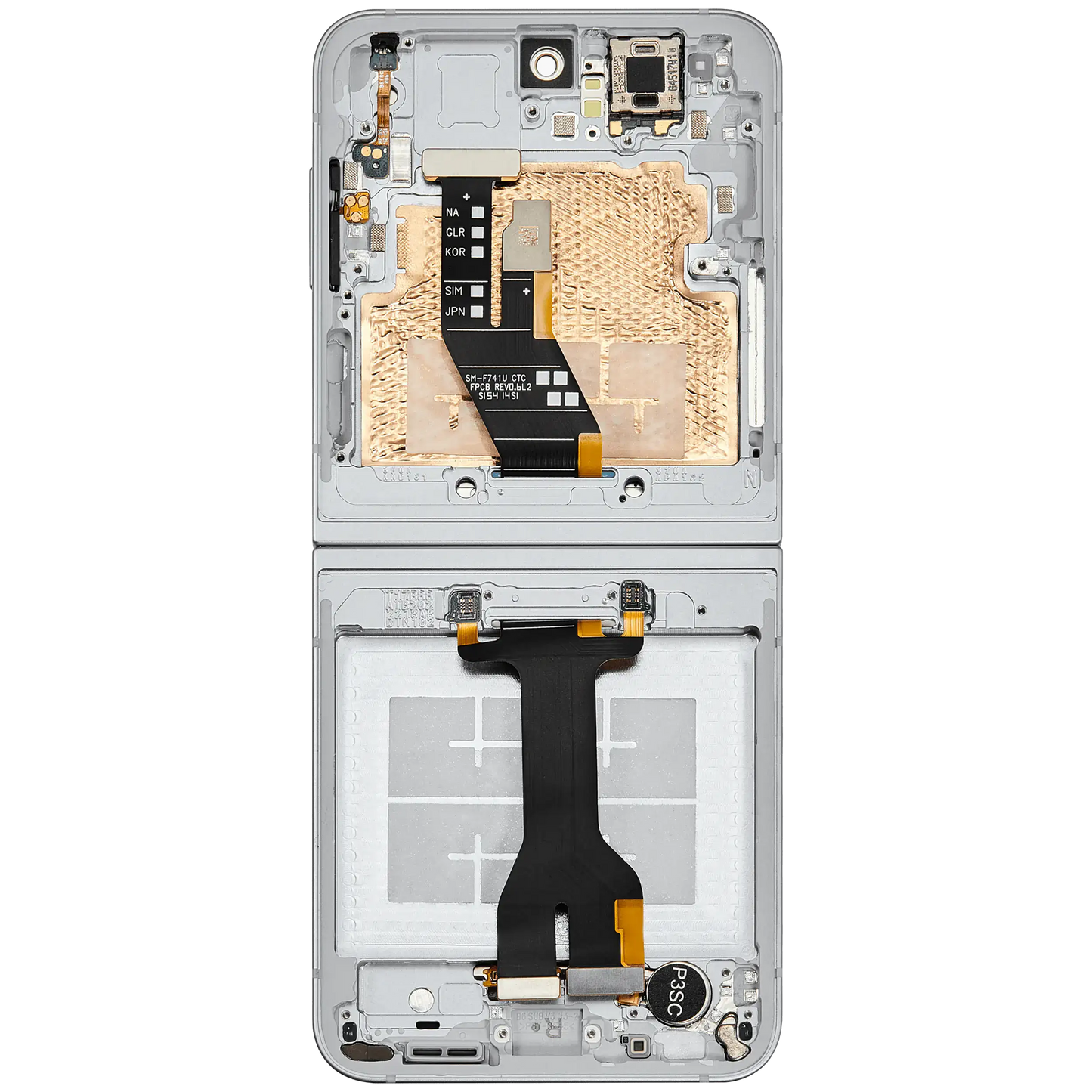 Inner OLED Assembly With Frame Compatible For Samsung Galaxy Z Flip 6 (F741) (US & International) (Refurbished) (White)