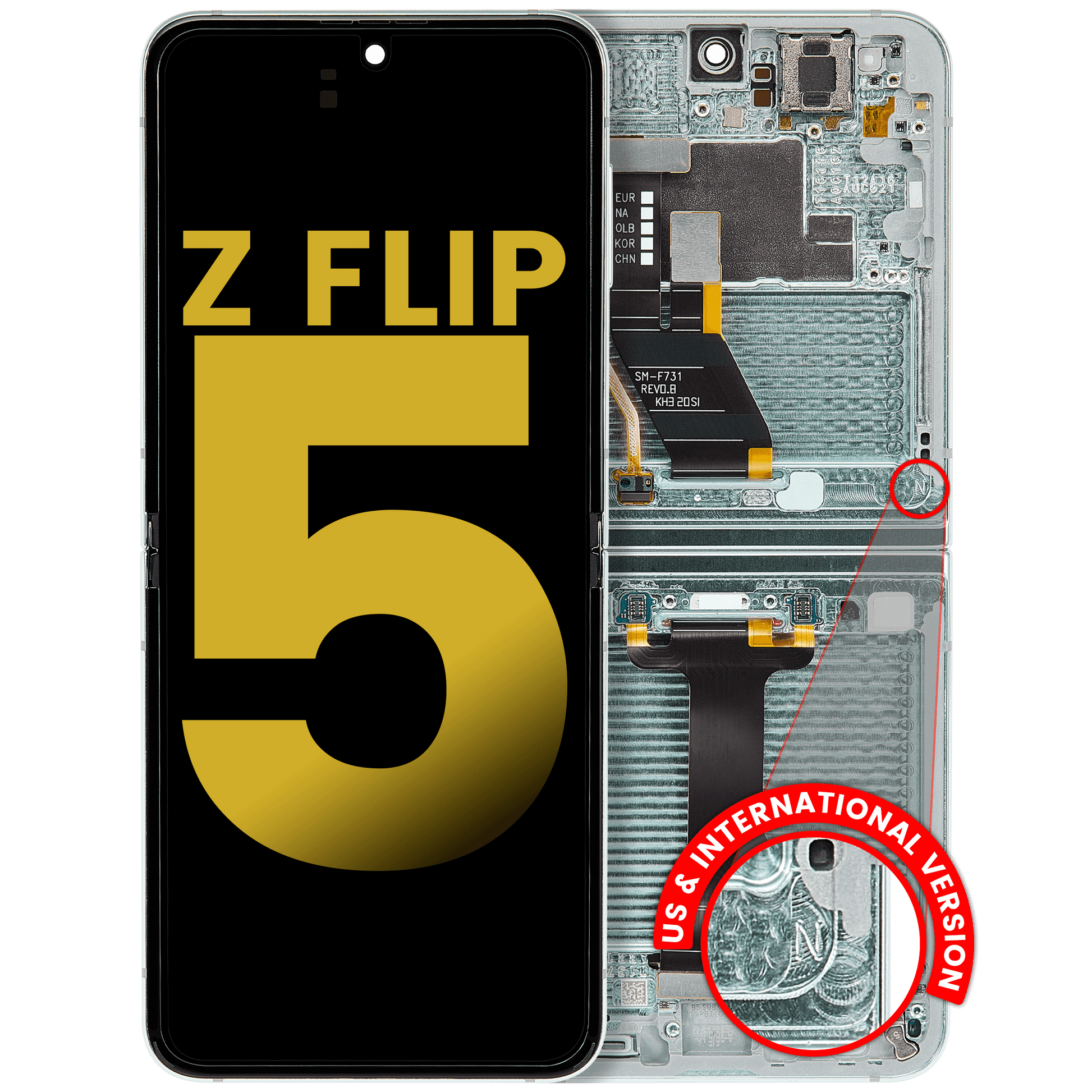 Inner OLED Assembly With Frame For Samsung Galaxy Z Flip 5 5G (US & International) (Refurbished) (Mint) - View 1 | TechDrip Canada