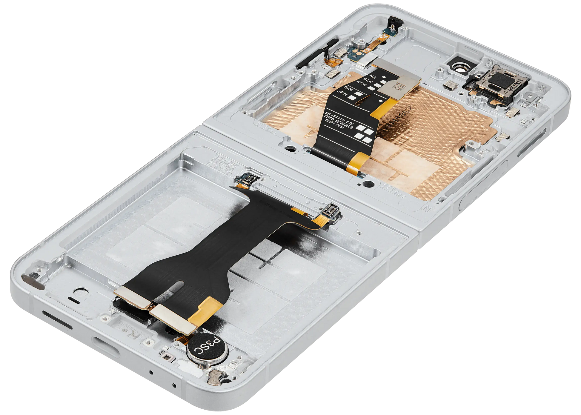 Inner OLED Assembly With Frame Compatible For Samsung Galaxy Z Flip 6 5G (F741) (US & International) (Aftermarket) (White)