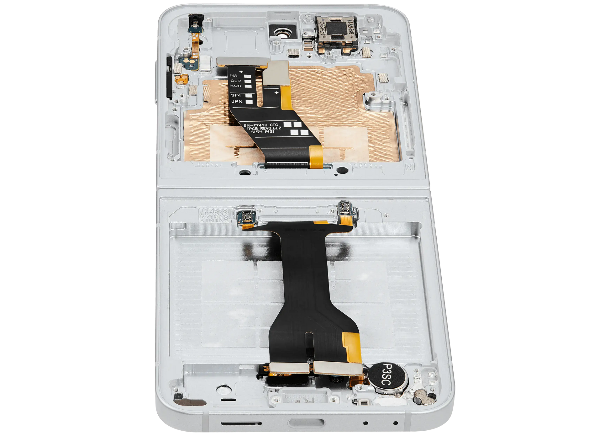 Inner OLED Assembly With Frame Compatible For Samsung Galaxy Z Flip 6 5G (F741) (US & International) (Aftermarket) (White)