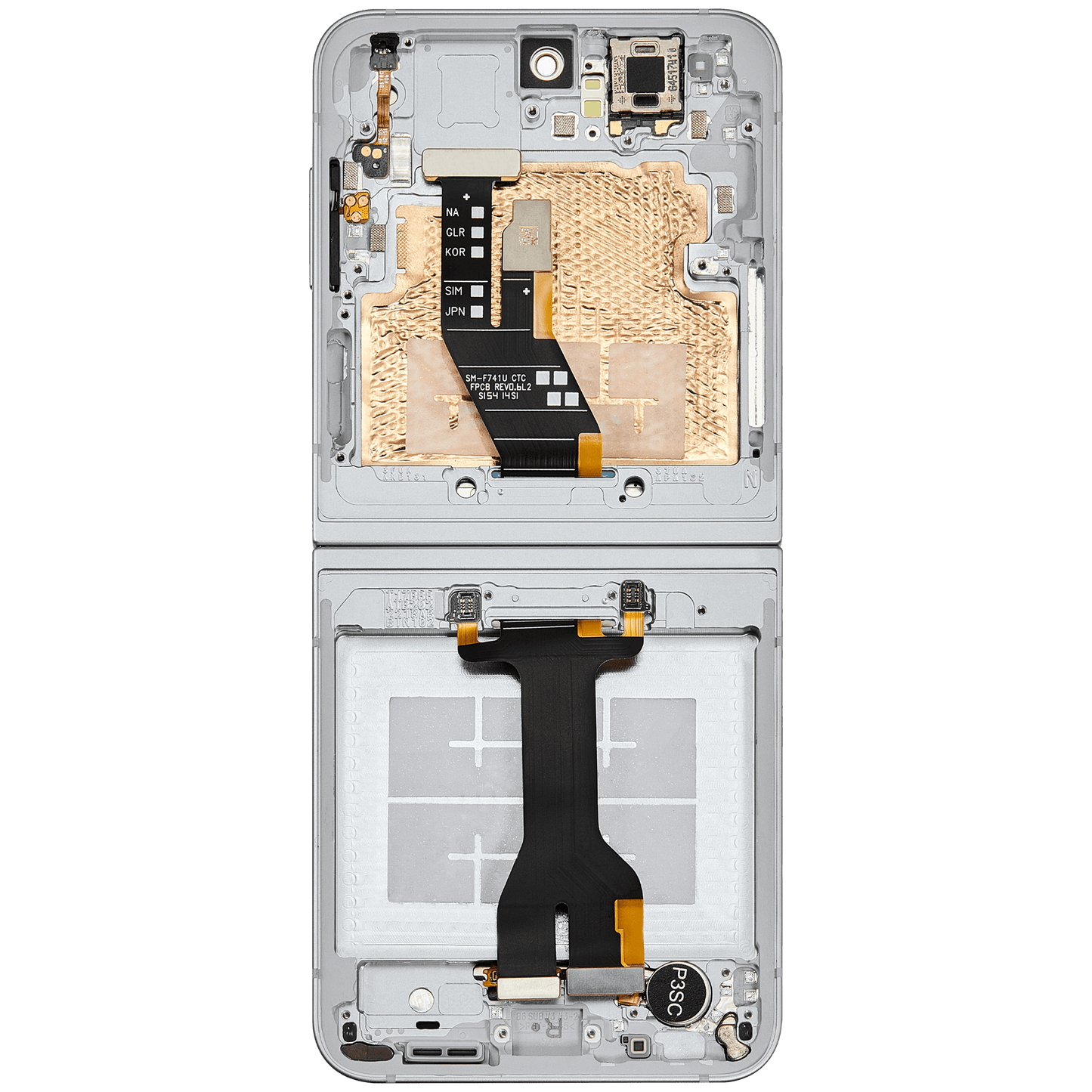 Inner OLED Assembly With Frame Compatible For Samsung Galaxy Z Flip 6 5G (F741) (US & International) (Aftermarket Plus) (White)