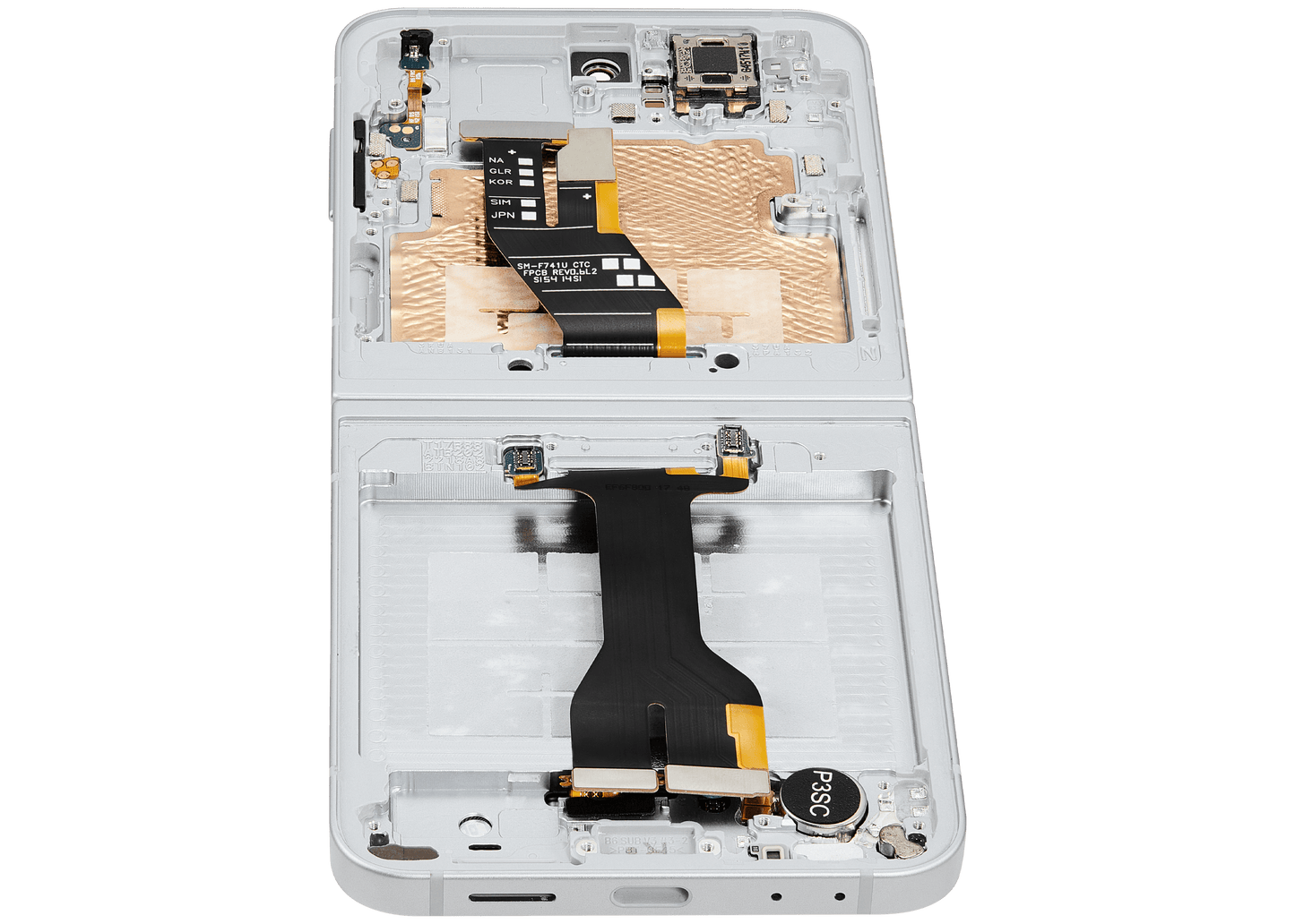 Inner OLED Assembly With Frame Compatible For Samsung Galaxy Z Flip 6 5G (F741) (US & International) (Aftermarket Plus) (White)