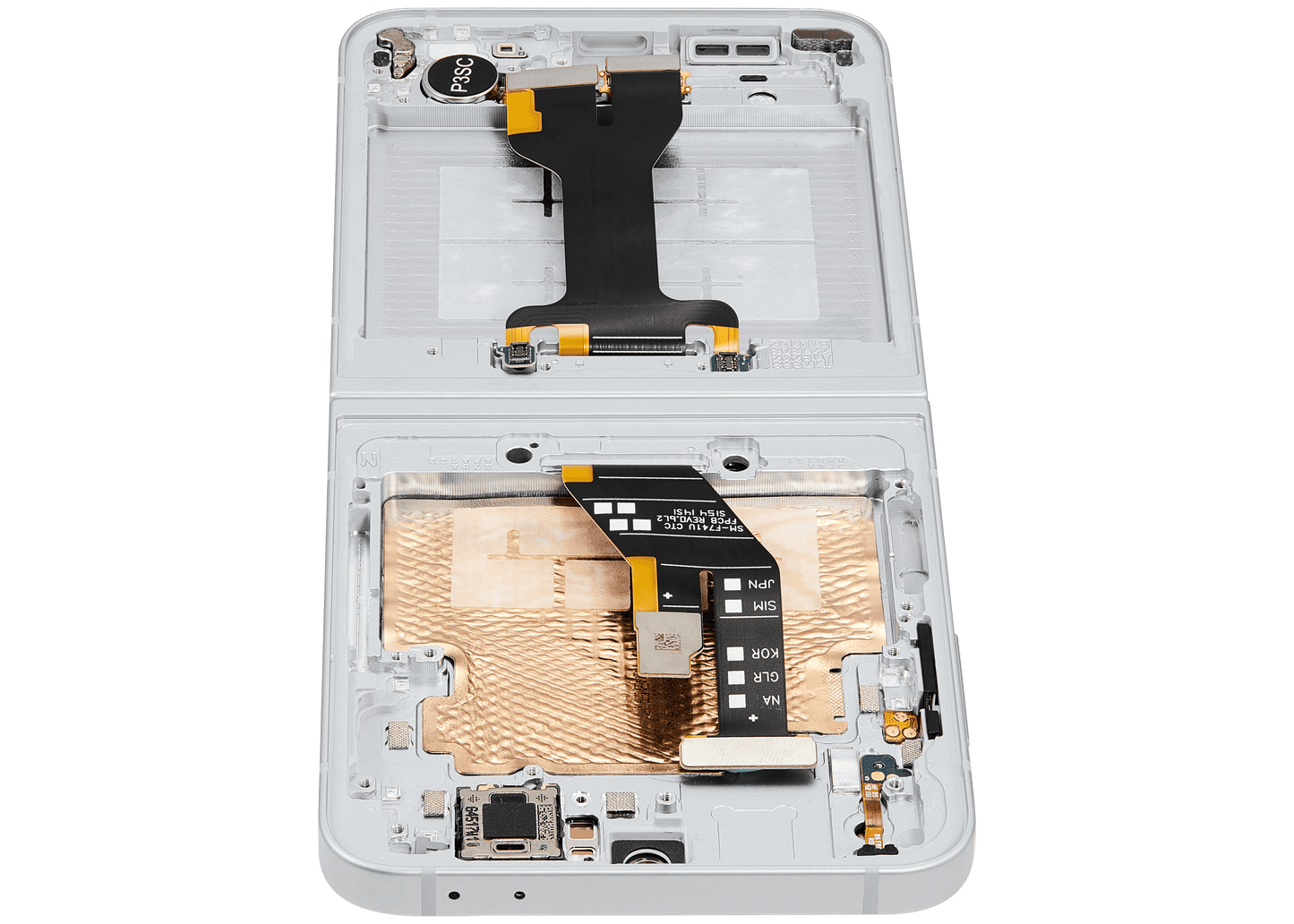 Inner OLED Assembly With Frame Compatible For Samsung Galaxy Z Flip 6 5G (F741) (US & International) (Aftermarket Plus) (White)