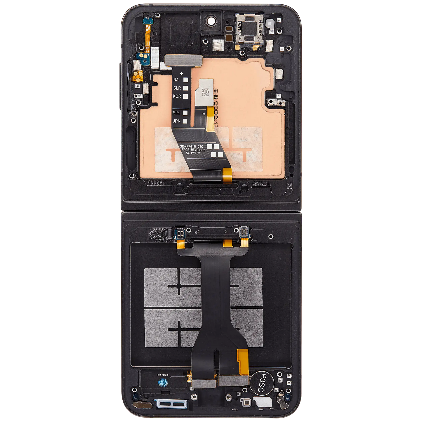 Inner OLED Assembly With Frame Compatible For Samsung Galaxy Z Flip 6 5G (F741) (US & International) (Aftermarket Plus) (Black)