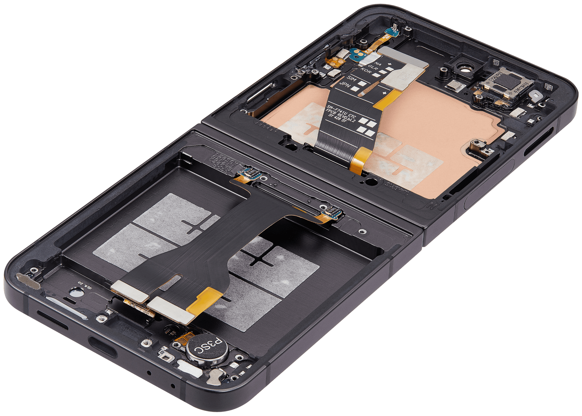 Inner OLED Assembly With Frame Compatible For Samsung Galaxy Z Flip 6 5G (F741) (US & International) (Aftermarket Plus) (Black)