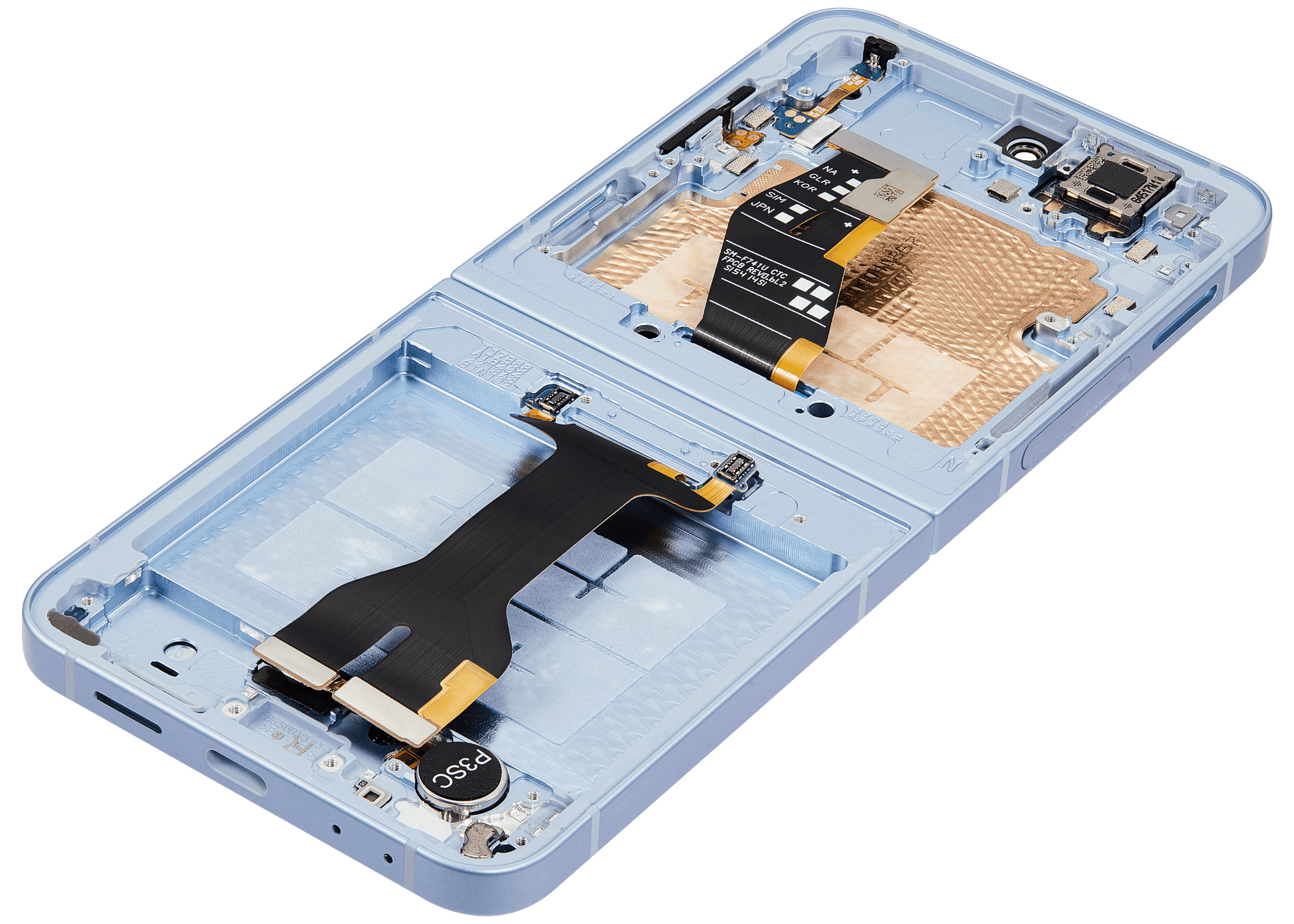 Inner OLED Assembly With Frame Compatible For Samsung Galaxy Z Flip 6 5G (F741) (US & International) (Aftermarket Plus) (Blue)