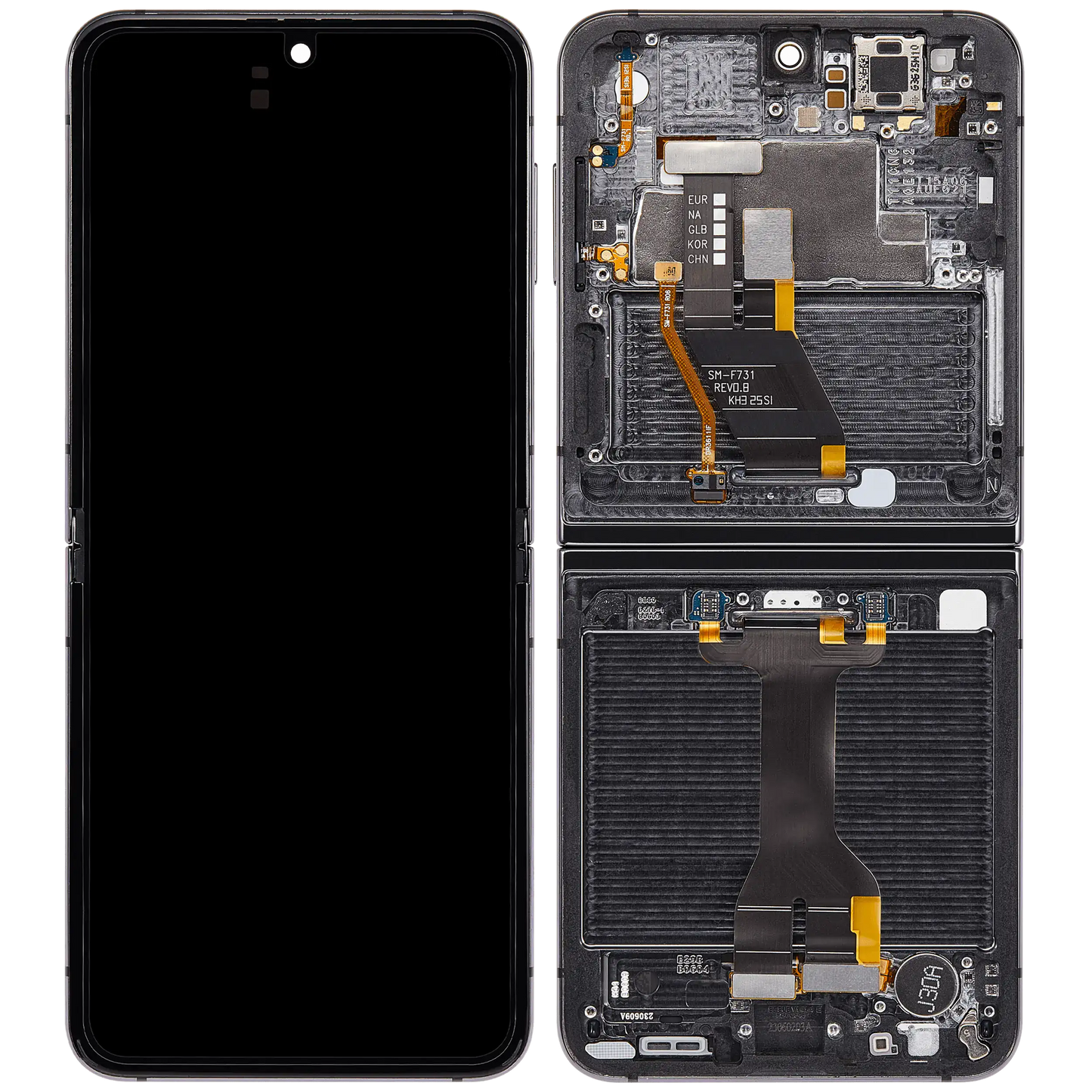 Inner OLED Assembly With Frame Compatible For Samsung Galaxy Z Flip 5 5G (F731) (US & International) (Aftermarket Plus) (Gray) - View 7 | TechDrip Canada