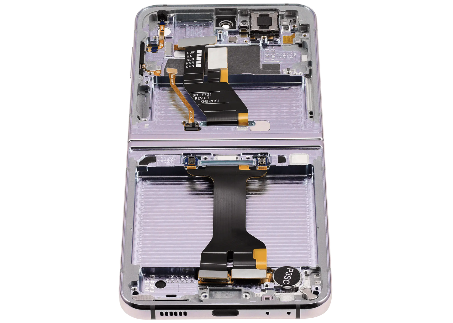 Inner OLED Assembly With Frame Compatible For Samsung Galaxy Z Flip 5 5G (F731) (US & International) (Aftermarket Plus) (Lavender) - View 3 | TechDrip Canada