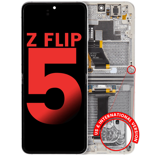 Inner OLED Assembly With Frame Compatible For Samsung Galaxy Z Flip 5 5G (F731) (US & International) (Aftermarket Plus) (Cream) - View 1 | TechDrip Canada