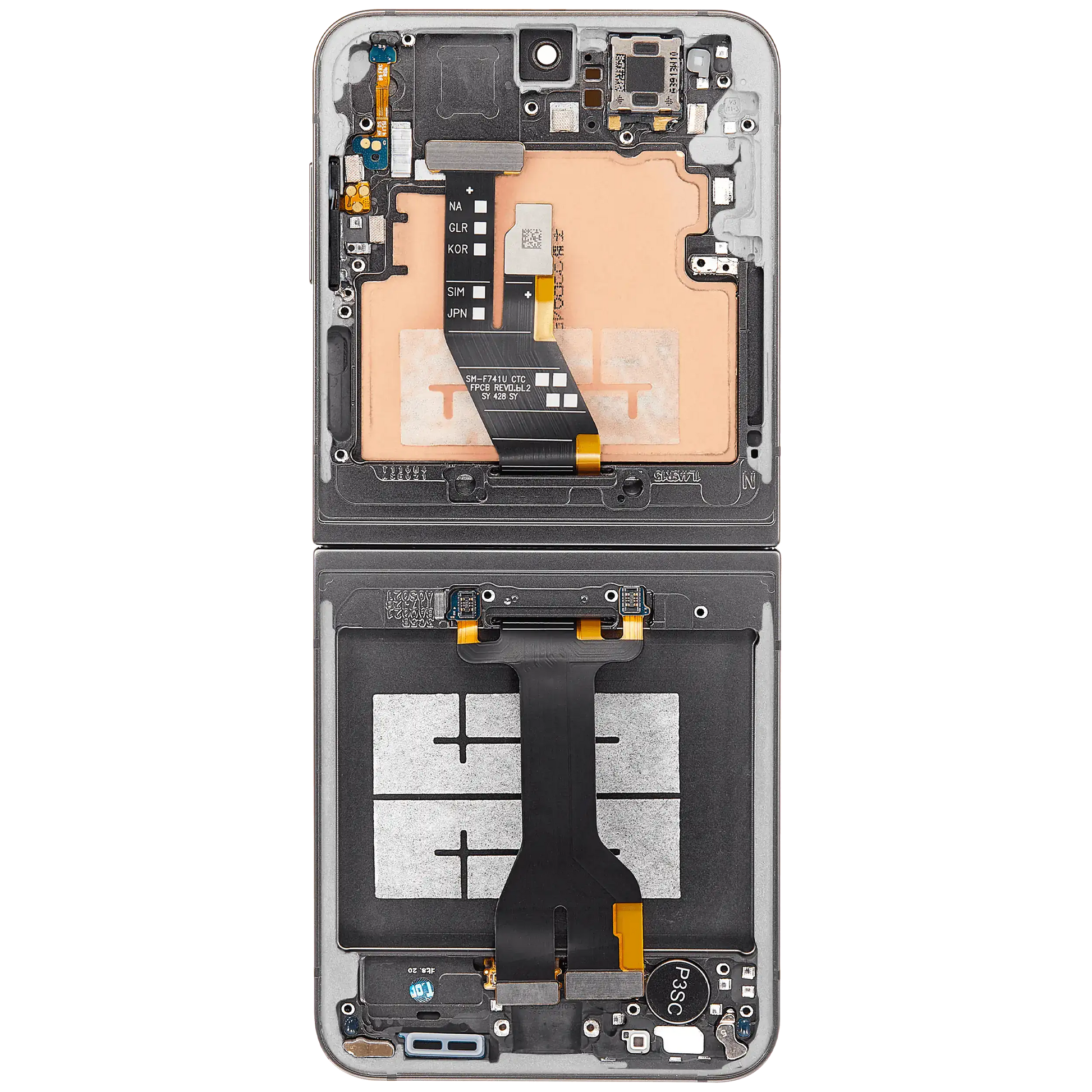 Inner OLED Assembly With Frame For Samsung Galaxy Z Flip 6 5G (US & International) (Service Pack) (Silver Shadow)