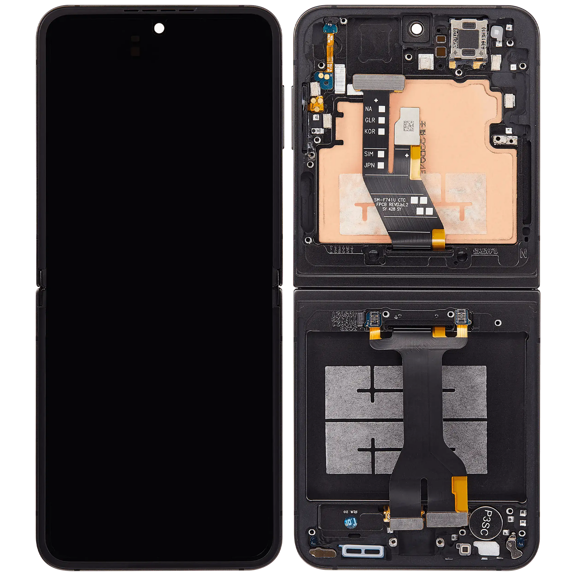 Inner OLED Assembly With Frame For Samsung Galaxy Z Flip 6 5G (US & International) (Service Pack) (Black)