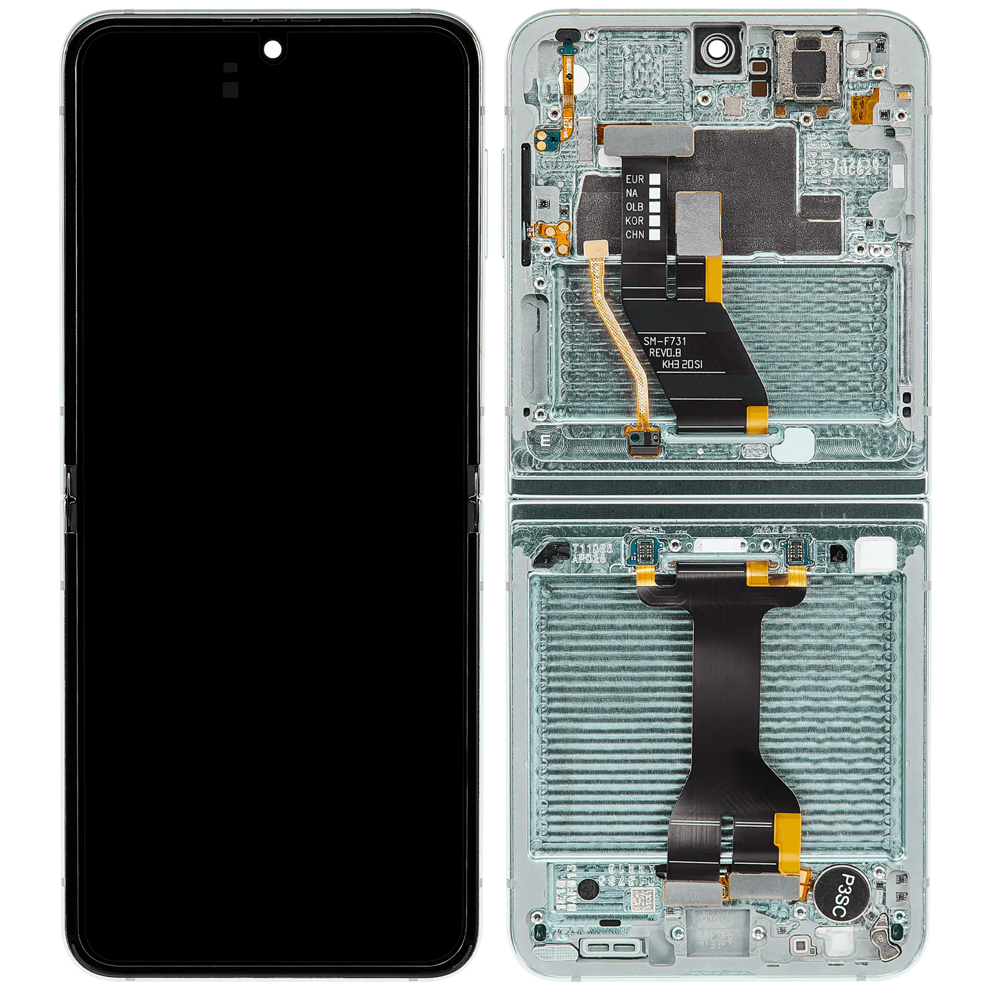 Inner OLED Assembly With Frame For Samsung Galaxy Z Flip 5 5G (US & International) (Service Pack) (Mint) - View 7 | TechDrip Canada