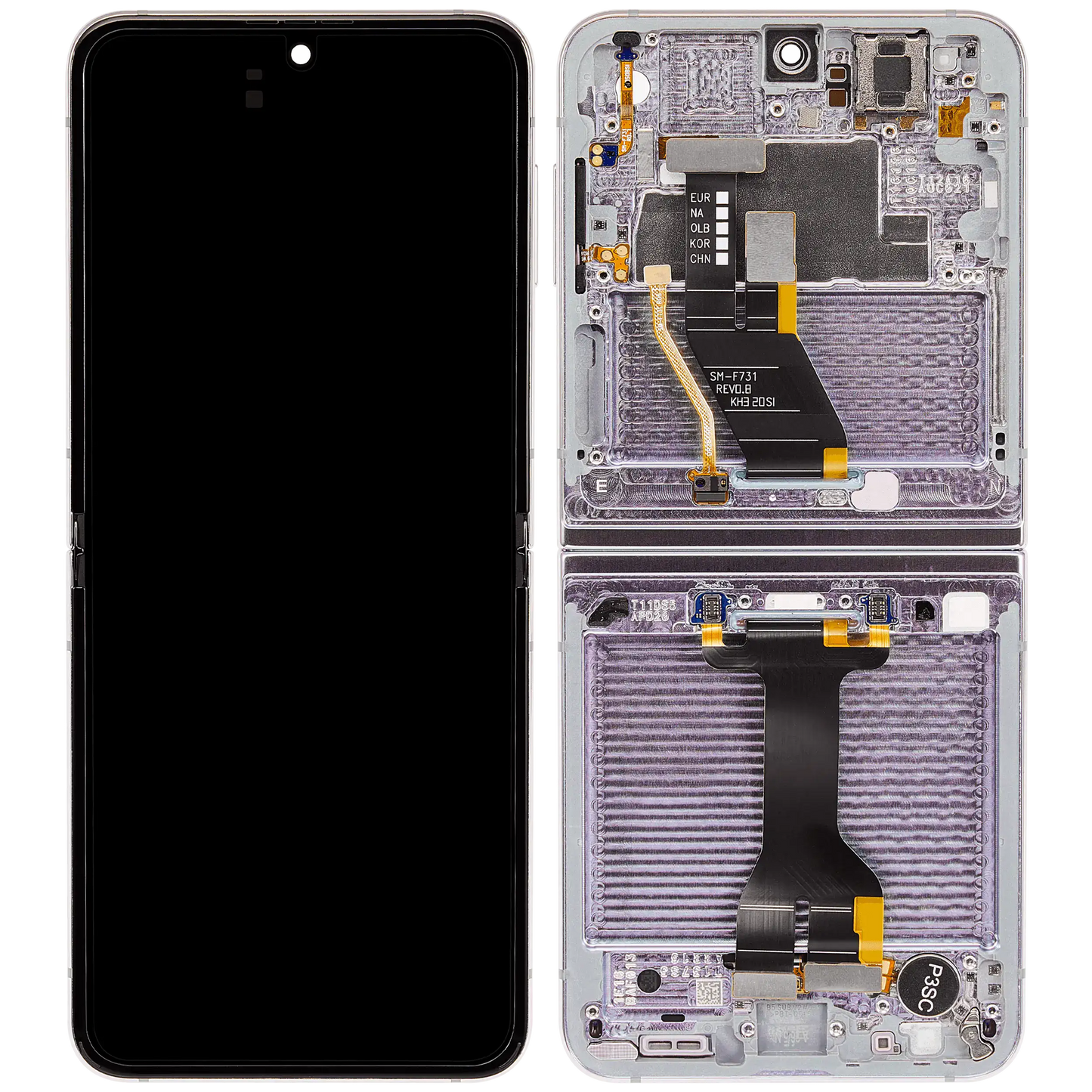 Inner OLED Assembly With Frame For Samsung Galaxy Z Flip 5 5G (US & International) (Service Pack) (Lavender) - View 7 | TechDrip Canada