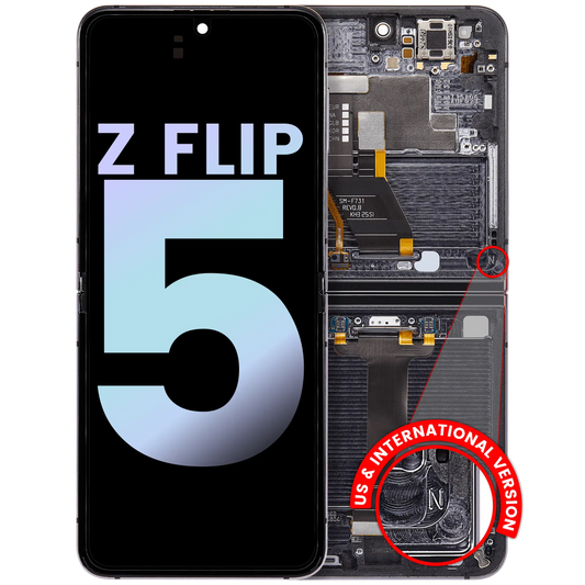 Inner OLED Assembly With Frame For Samsung Galaxy Z Flip 5 5G (US & International) (Service Pack) (Graphite) - View 1 | TechDrip Canada
