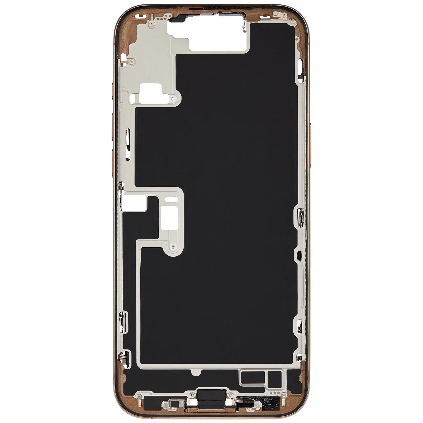 Mid-Frame Housing W/ Charging Port Flex & Small Parts For iPhone 16 Pro Max (EU / Global Version) (Used OEM Pull: Grade A) (Desert Titanium)