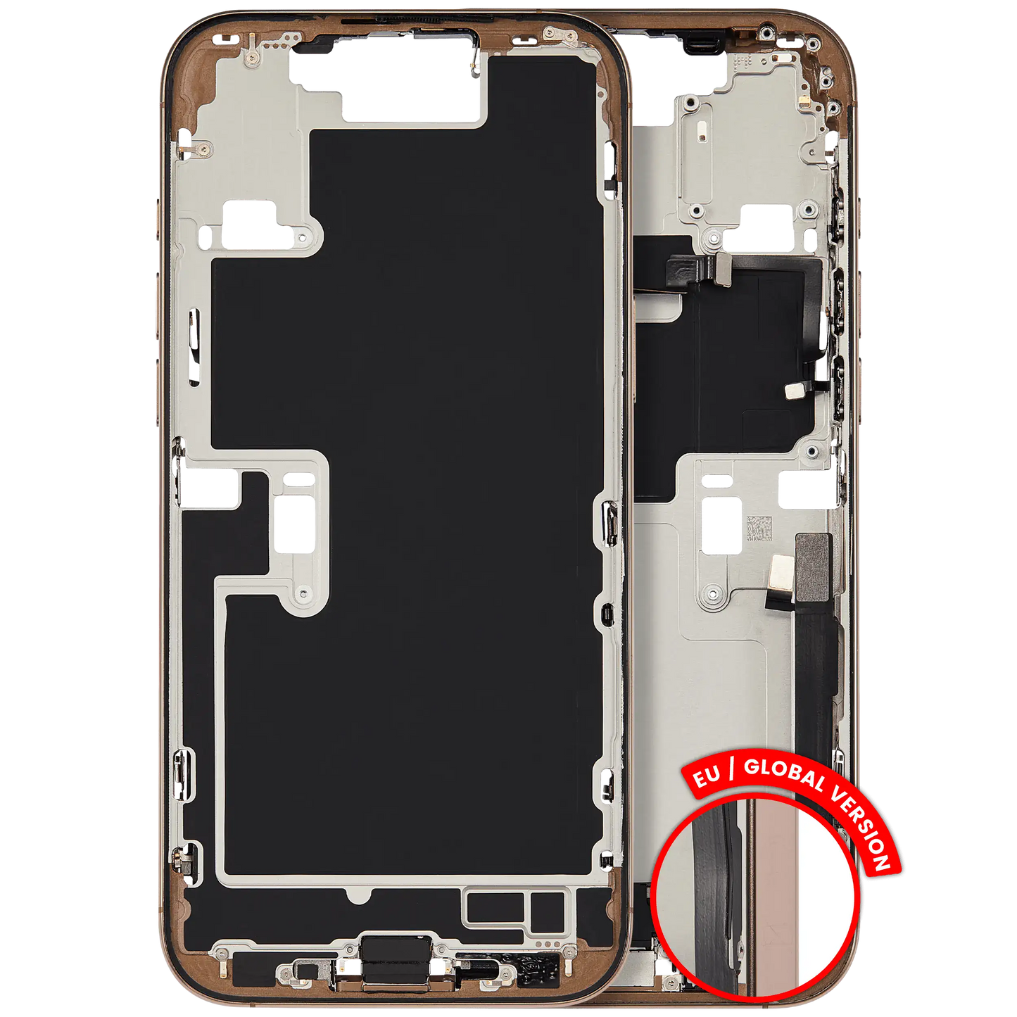 Mid-Frame Housing W/ Small Parts For iPhone 16 Pro Max (EU / Global Version) (Used OEM Pull: Grade A) (Desert Titanium)