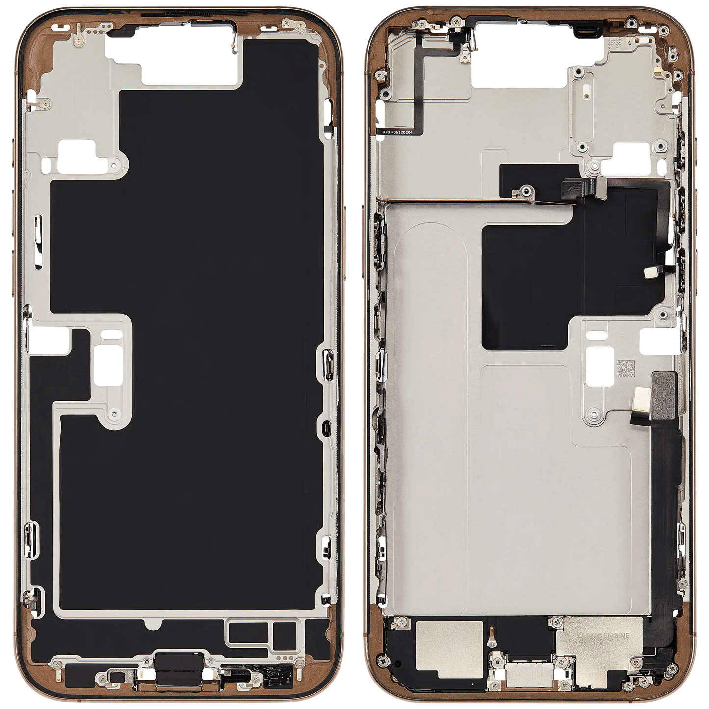 Mid-Frame Housing W/ Small Parts For iPhone 16 Pro Max (EU / Global Version) (Used OEM Pull: Grade A) (Desert Titanium)