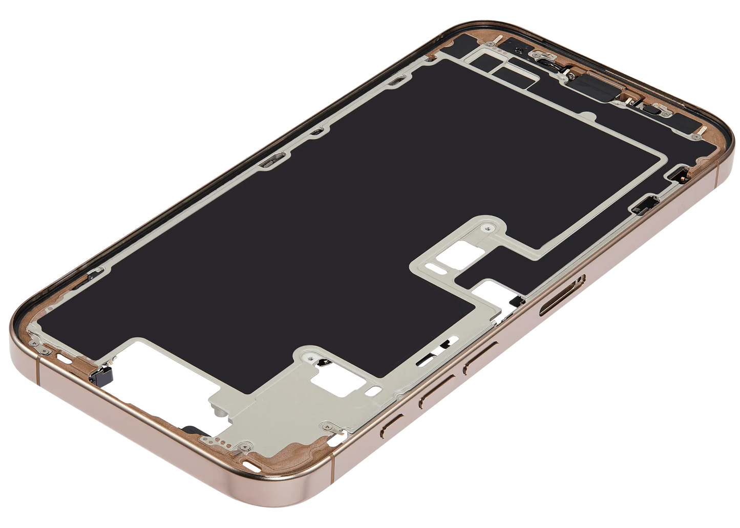 Mid-Frame Housing W/ Small Parts For iPhone 16 Pro Max (EU / Global Version) (Used OEM Pull: Grade B) (Desert Titanium)