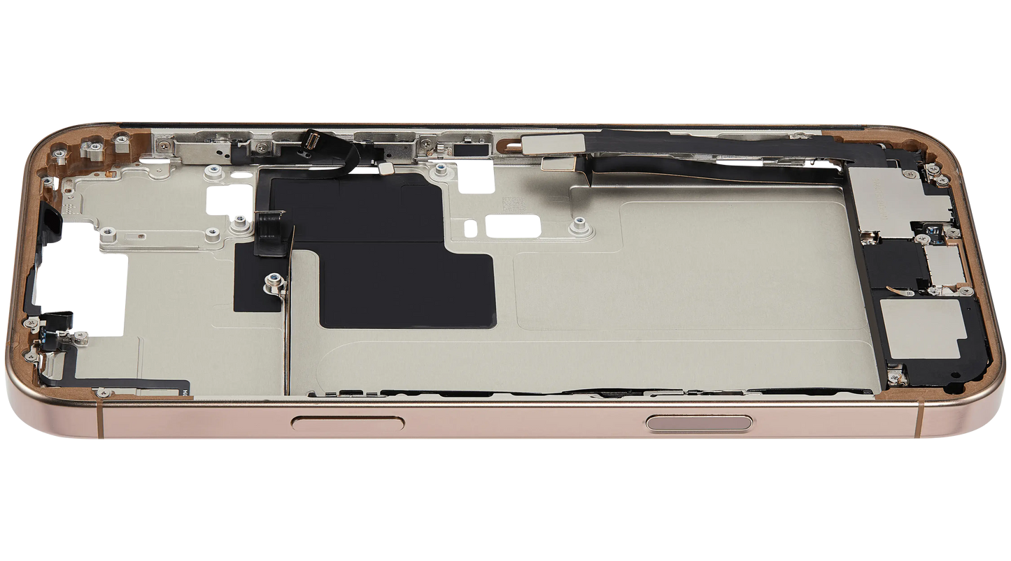 Mid-Frame Housing W/ Small Parts For iPhone 16 Pro Max (EU / Global Version) (Used OEM Pull: Grade A) (Desert Titanium)