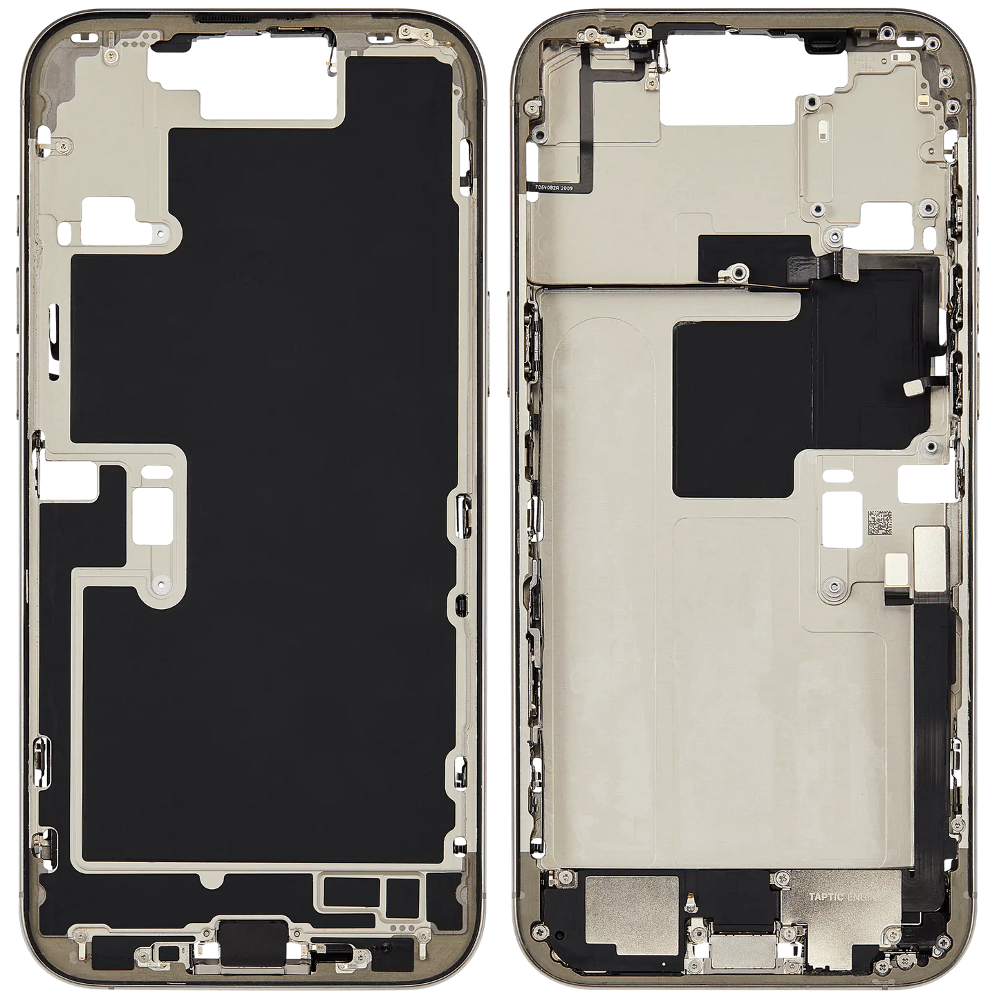 Mid-Frame Housing W/ Charging Port Flex & Small Parts For iPhone 16 Pro Max (EU / Global Version) (Used OEM Pull: Grade C) (Natural Titanium)