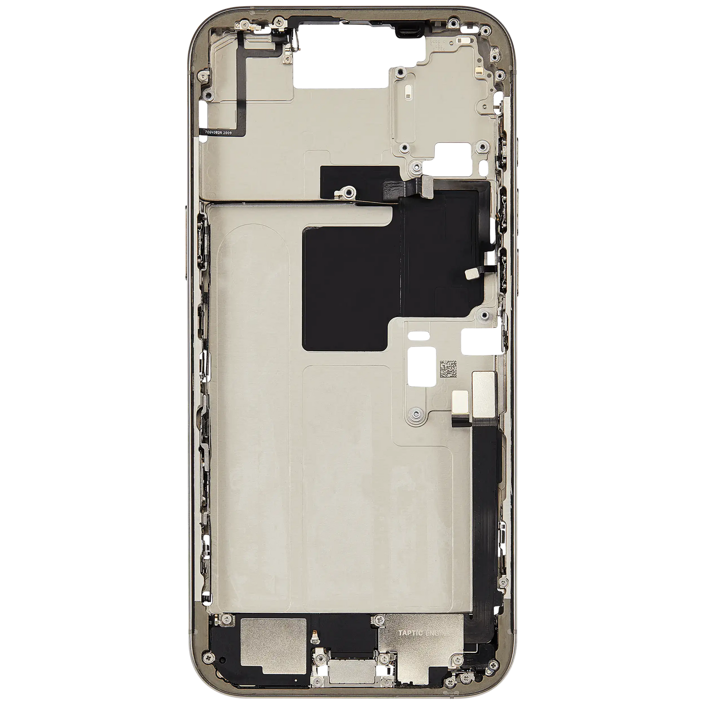 Mid-Frame Housing W/ Charging Port Flex & Small Parts For iPhone 16 Pro Max (EU / Global Version) (Used OEM Pull: Grade B) (Natural Titanium)