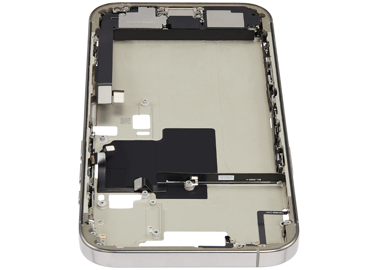 Mid-Frame Housing W/ Charging Port Flex & Small Parts For iPhone 16 Pro Max (EU / Global Version) (Used OEM Pull: Grade B) (Natural Titanium)