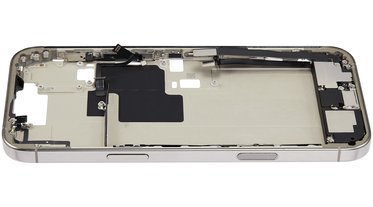 Mid-Frame Housing W/ Charging Port Flex & Small Parts For iPhone 16 Pro Max (EU / Global Version) (Used OEM Pull: Grade C) (Natural Titanium) — product photo 6
