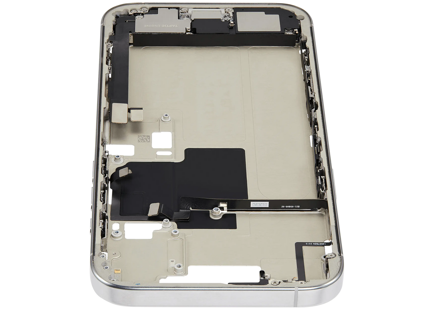 Mid-Frame Housing W/ Charging Port Flex & Small Parts For iPhone 16 Pro Max (EU / Global Version) (Used OEM Pull: Grade B) (White Titanium)